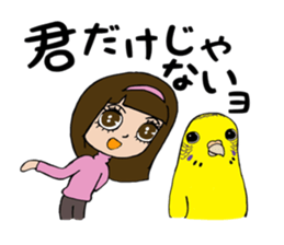 Big parakeets with girl sticker #14395898