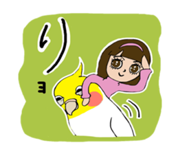 Big parakeets with girl sticker #14395900