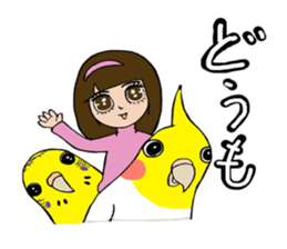 Big parakeets with girl sticker #14395901
