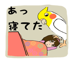 Big parakeets with girl sticker #14395902