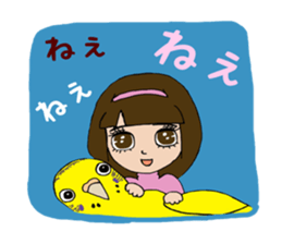 Big parakeets with girl sticker #14395903