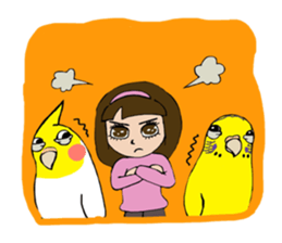 Big parakeets with girl sticker #14395904