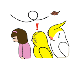 Big parakeets with girl sticker #14395905