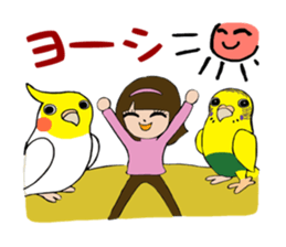 Big parakeets with girl sticker #14395907