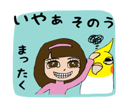 Big parakeets with girl sticker #14395909