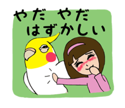 Big parakeets with girl sticker #14395913