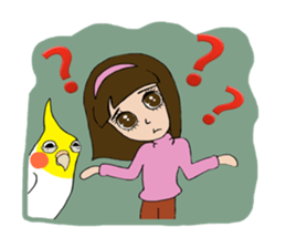 Big parakeets with girl sticker #14395916