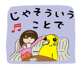 Big parakeets with girl sticker #14395917