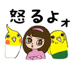 Big parakeets with girl sticker #14395919