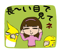 Big parakeets with girl sticker #14395920