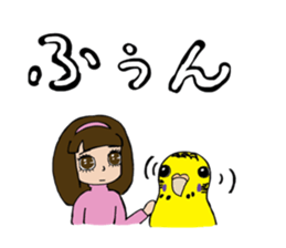 Big parakeets with girl sticker #14395921