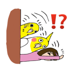 Big parakeets with girl sticker #14395922