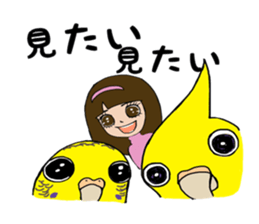 Big parakeets with girl sticker #14395923