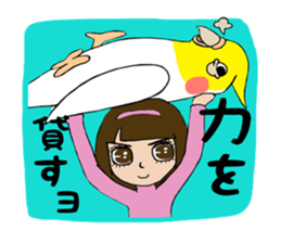 Big parakeets with girl sticker #14395924