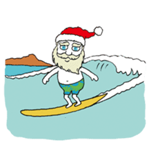 Surfing Santa in christmas sticker #14402562