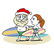 Surfing Santa in christmas sticker #14402614