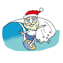 Surfing Santa in christmas sticker #14402620
