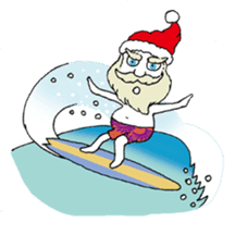 Surfing Santa in christmas sticker #14402622