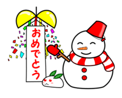 Snowman and snow rabbit sticker #14407466