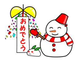 Snowman and snow rabbit sticker #14407466