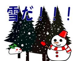 Snowman and snow rabbit sticker #14407480