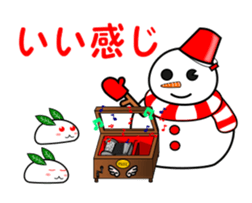 Snowman and snow rabbit sticker #14407499