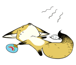 Fox and bird sticker #14409678