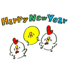 Chick and chicken Happy New Year sticker #14410032