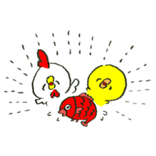 Chick and chicken Happy New Year sticker #14410056