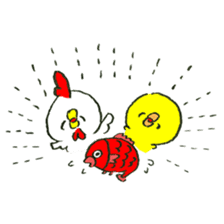Chick and chicken Happy New Year sticker #14410056