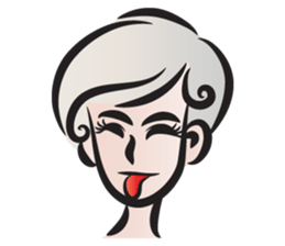 Short gray hair girl sticker #14426583