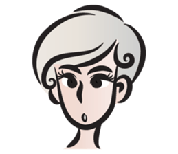 Short gray hair girl sticker #14426586