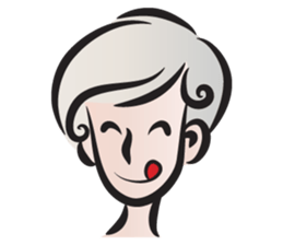 Short gray hair girl sticker #14426588