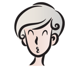 Short gray hair girl sticker #14426590