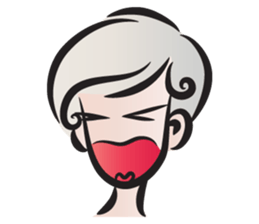 Short gray hair girl sticker #14426592