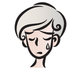 Short gray hair girl sticker #14426596