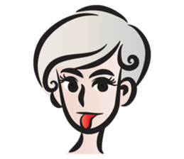 Short gray hair girl sticker #14426603