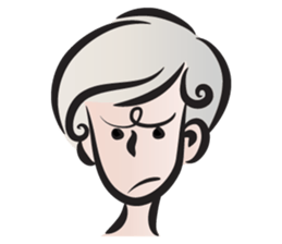 Short gray hair girl sticker #14426606