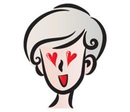 Short gray hair girl sticker #14426607