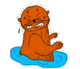 Cute and funny sea otters sticker #14433070