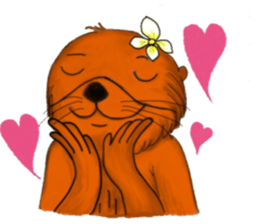 Cute and funny sea otters sticker #14433072