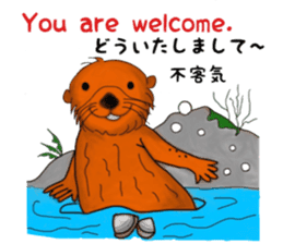 Cute and funny sea otters sticker #14433079