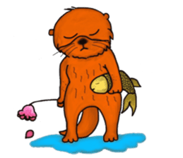 Cute and funny sea otters sticker #14433081