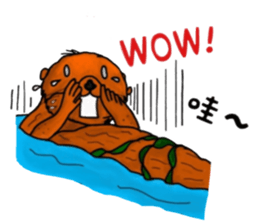 Cute and funny sea otters sticker #14433084