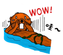 Cute and funny sea otters sticker #14433084