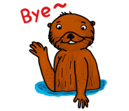 Cute and funny sea otters sticker #14433091