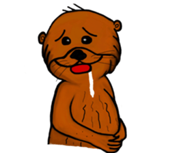 Cute and funny sea otters sticker #14433100