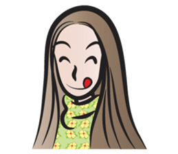 Long brown hair woman sticker #14434527