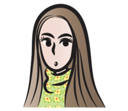 Long brown hair woman sticker #14434528