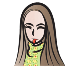 Long brown hair woman sticker #14434540